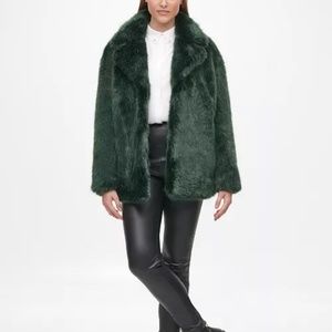 Karl Lagerfeld Green Faux Fur Coat